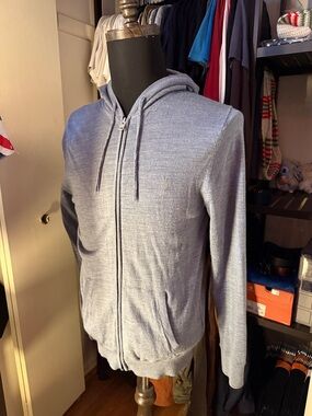 AllSaints Men's Mode Merino Zip Hoodie - Como Blue Marl - Large